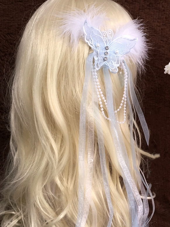 Devilinspired White Lace Ribbon Big Bow Hairclip