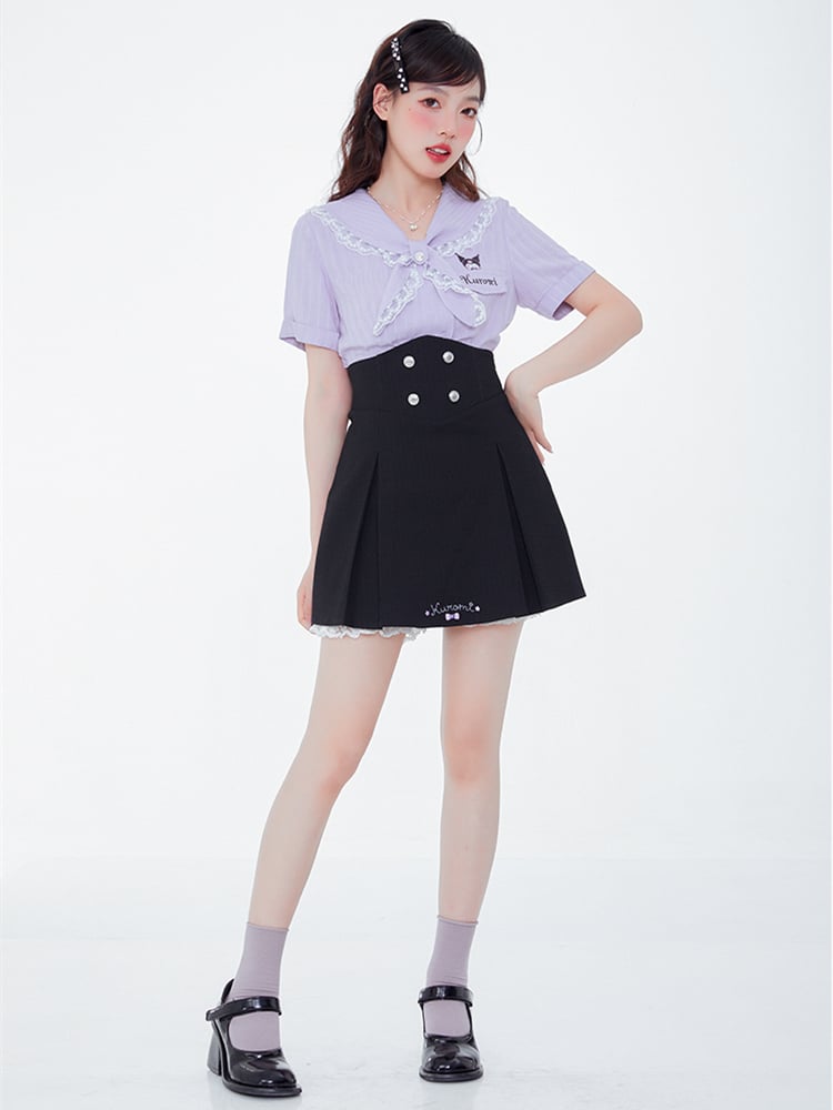 Kuromi Black High Waist Skirt