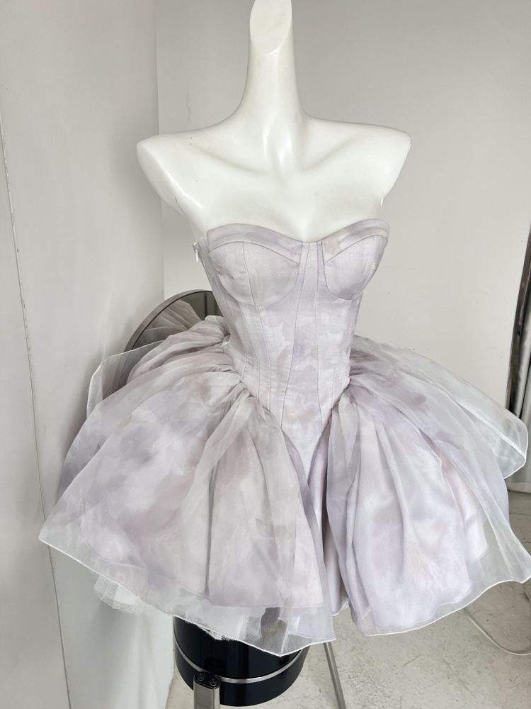 Iris Purple Basque Waist Strapless Ballet Dress
