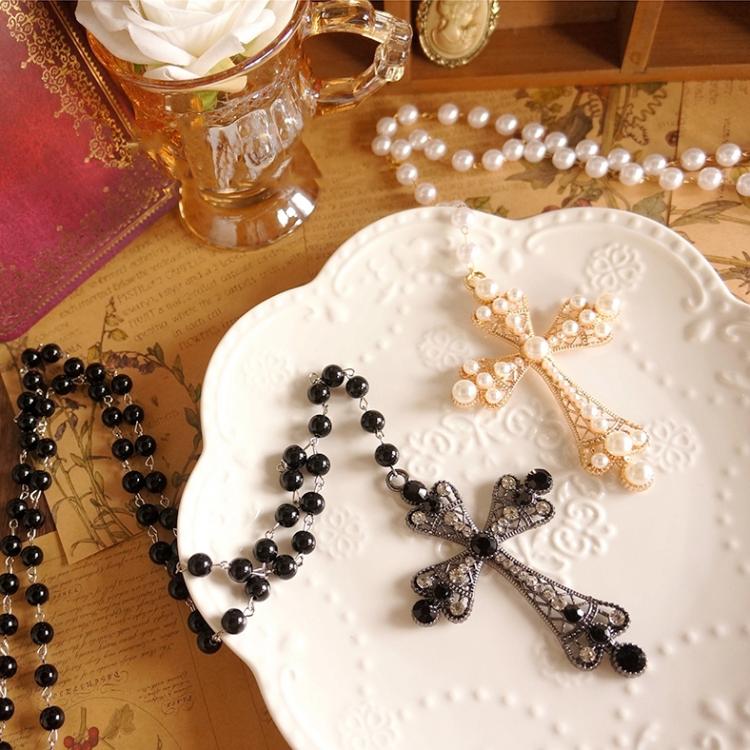 D & B Beckham Style Christian Black Bead Chain Rosary Cross Fashion Pe