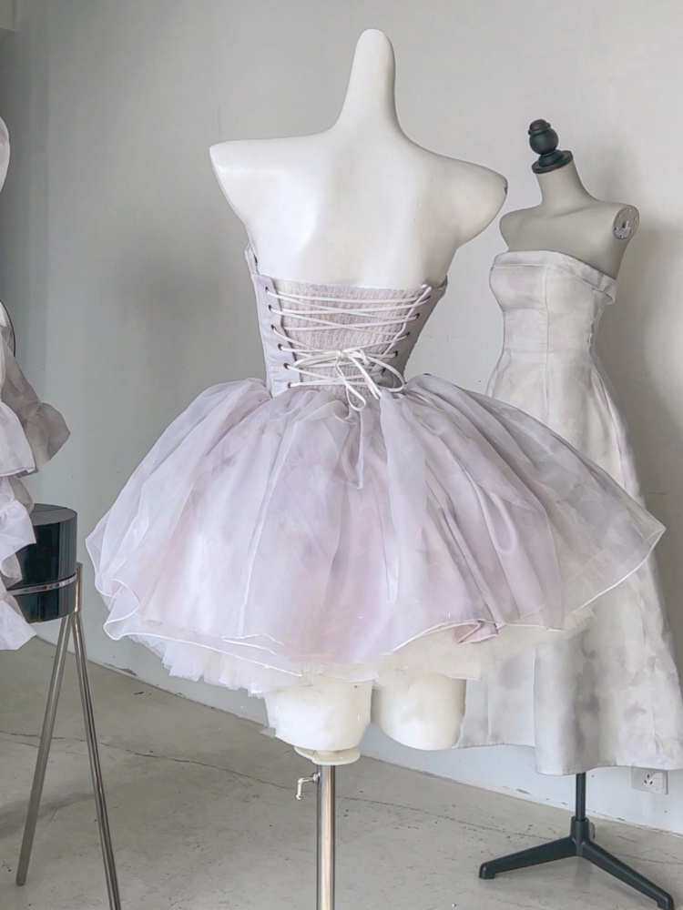 Iris Purple Basque Waist Strapless Ballet Dress