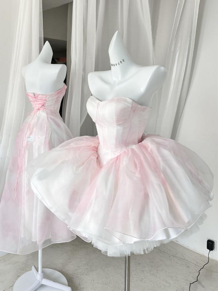 Light Pink Ombre Basque Waist Ballet Corset Dress Princess Birthday Dress