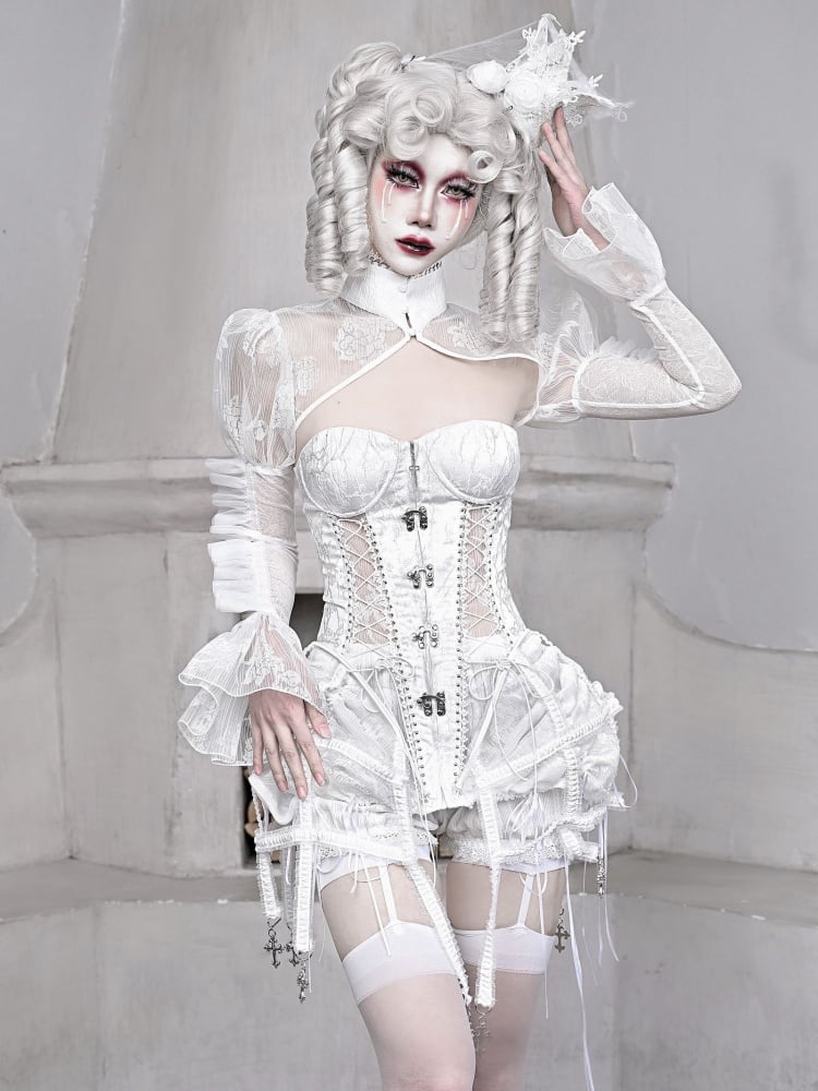 White gothic 2025 corset dress