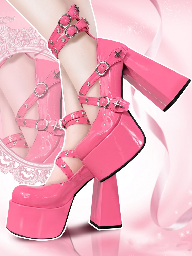 Pink Platform Heels - Ankle-Strap Heels - Metallic Heels - Lulus