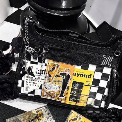 Sweet Plush Bunny Black Teacup Shaped Crossbody Bag