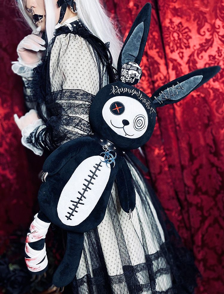 pastel goth gothic bunny plush backpack