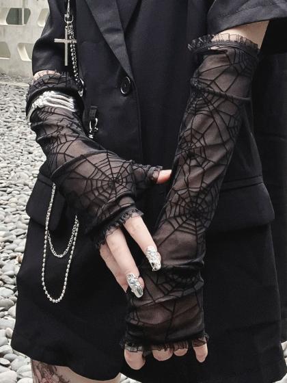 Men's Punk Patent Leather Long Gloves with Chain – Punk Design