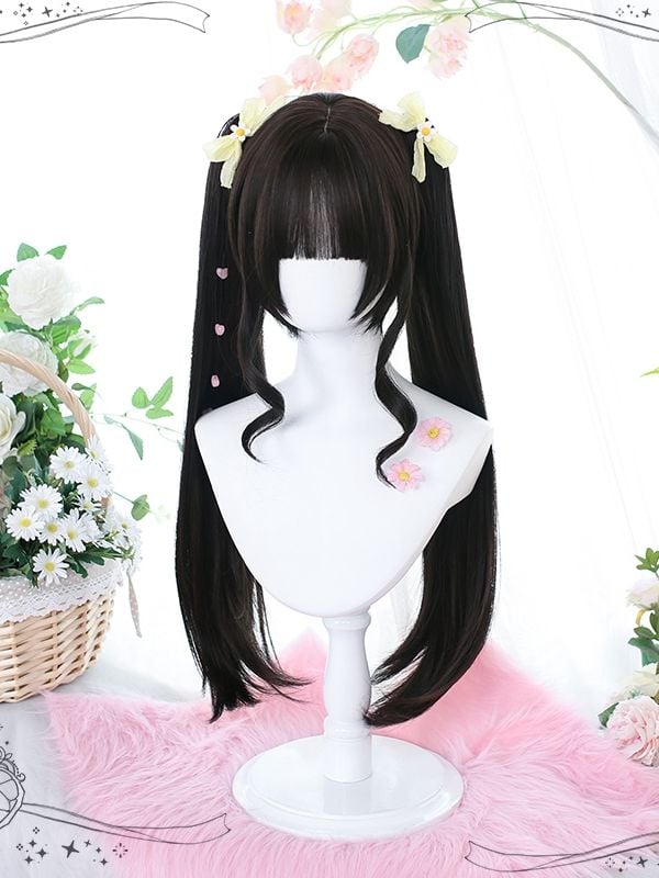 Date A Live Tokisaki Kurumi Black Cosplay Wigs Ponytail