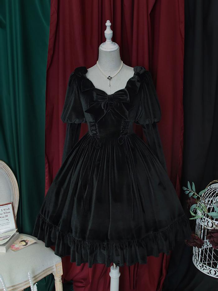 Velvet Cake V-neckline Long Sleeves Elegant Lolita Dress OP