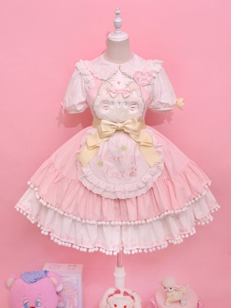 Pastel Aesthetic Sweet Candy Kitty Empire Waist Tiered Flounce Skirt ...