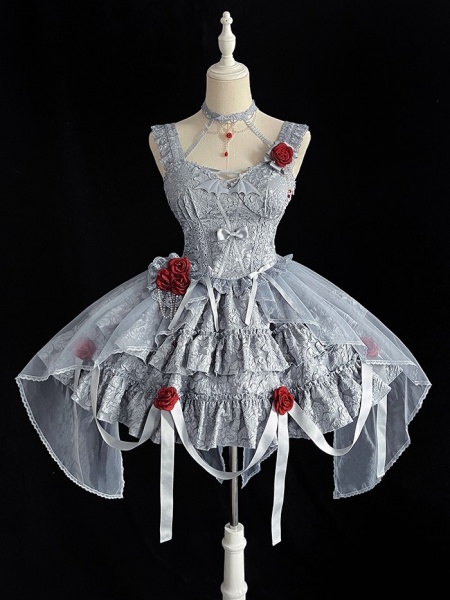 [$33.71]Bleeding Rose Gothic Lolita Top and Skirt / Full Set Five Color Options