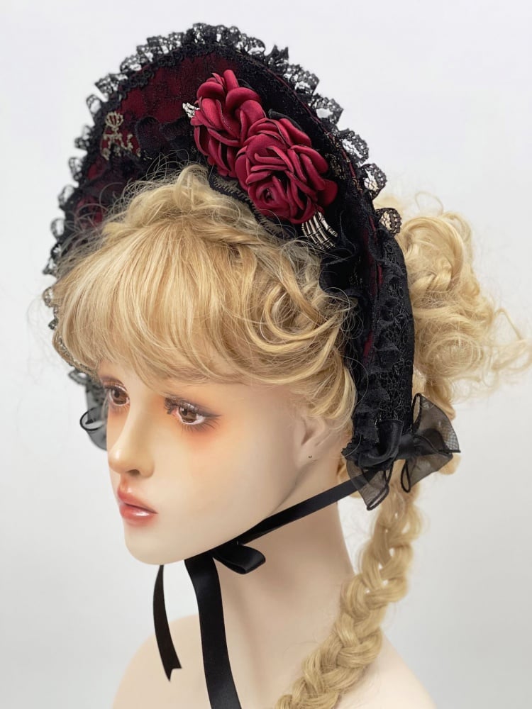 Black and Red Devil Halloween Gothic Lolita Bonnet