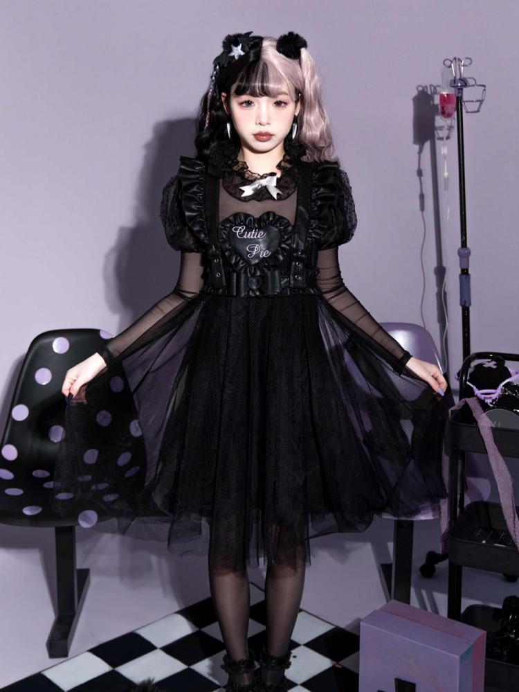 Love Syndrome Ruffled Shoulder Straps Top / Cami Dress Casual Lolita Set