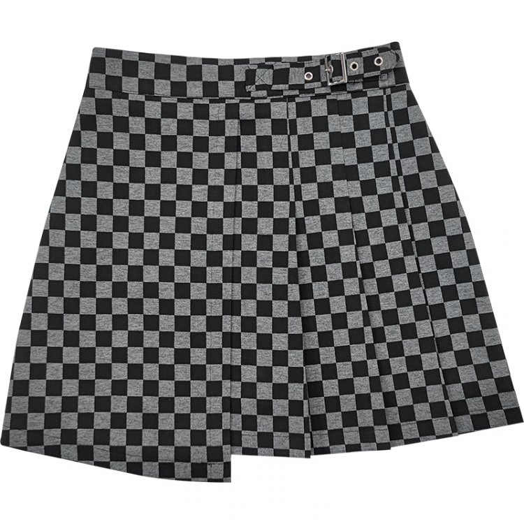 Black and Grey Chessboard Grids Skirt