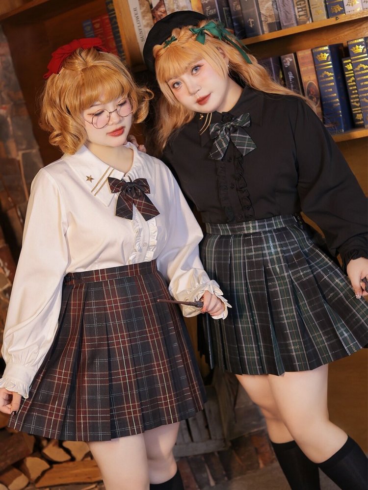 Plus Size Witch College JK Uniform Pleated Plaid Skirt