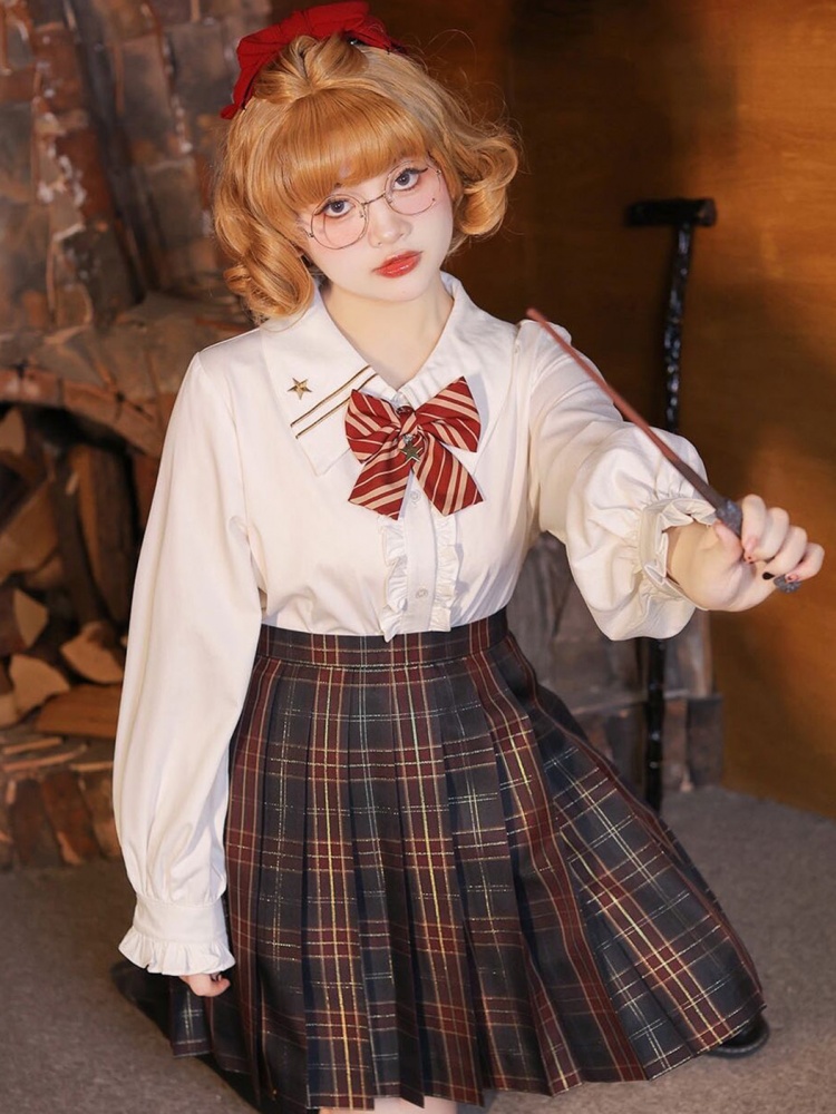 Plus Size Witch College JK Uniform Pleated Plaid Skirt