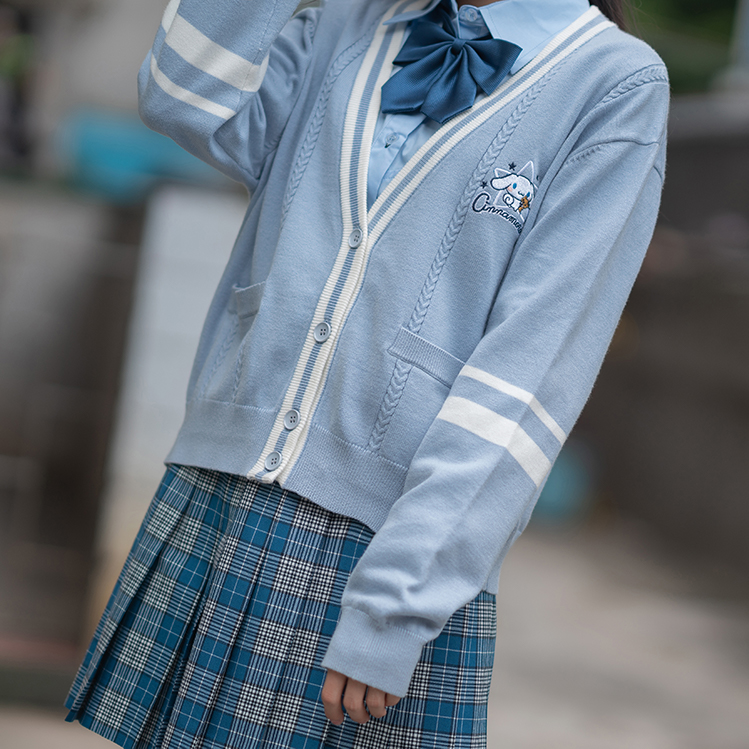 Mori Girl My Melody Kuromi Cinnamoroll JK Cardigan Knitted Sweater Student  Coats