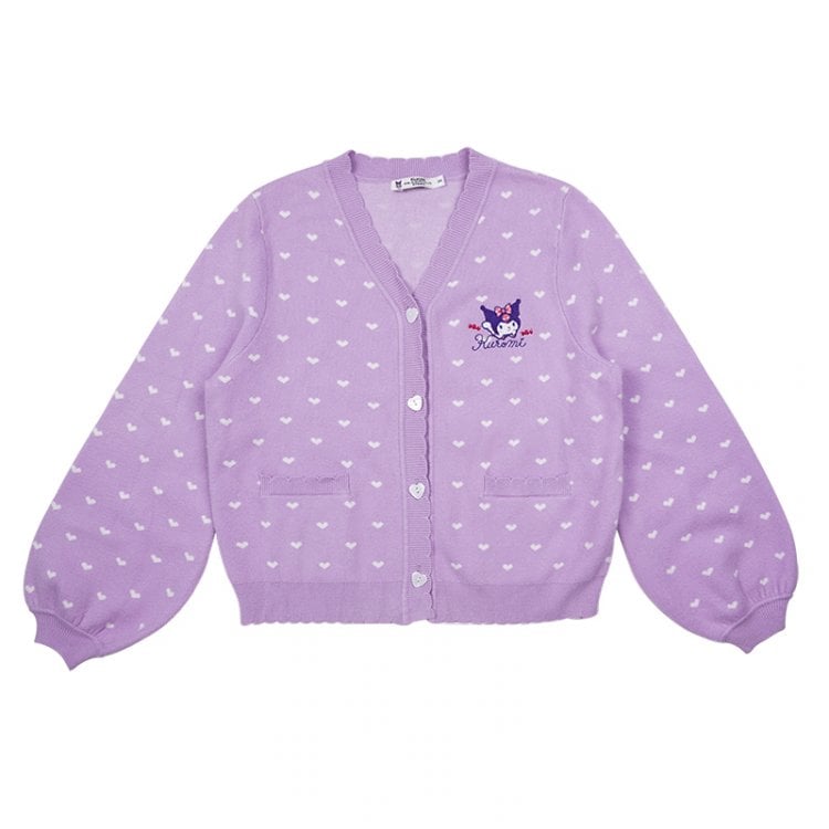 Sanrio Authorized Heart Shaped Buttons V-neckline Knitted Cardigan