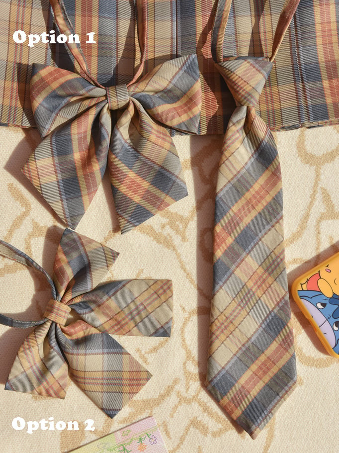 Disney Authorized Winnie Plaid Skirt Bow Tie / Tie / Shoulder Straps