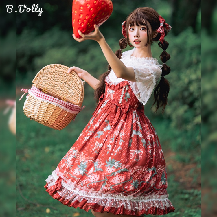 Rabbit and Strawberry Gothic Lolita Jumper Skirt – ロリータファッション通販RonRon