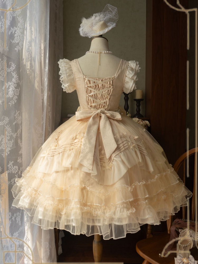 Black And White Tiered Ruffles Lolita Dress Full Set