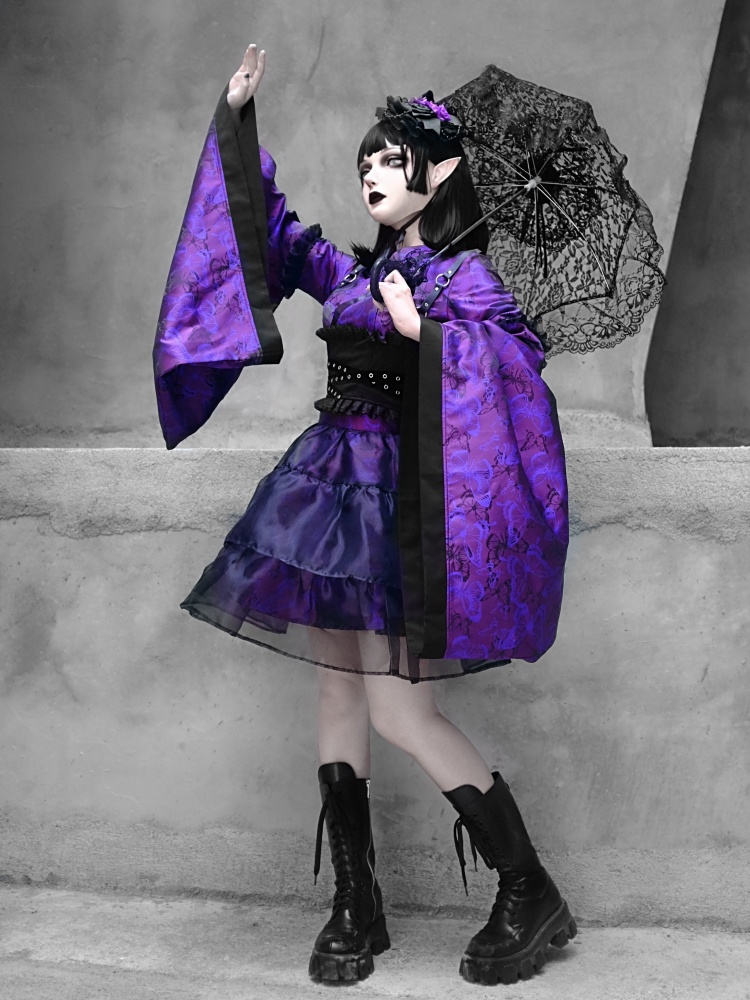 OpenDream - black pastel blue and purple kimono