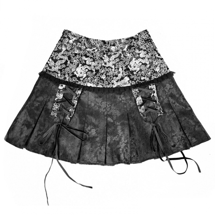 Gothic Dragon High Waist Mini Pleated Skirt
