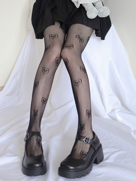 [$6.60]Gothic Punk Heart-shaped Mesh Tights