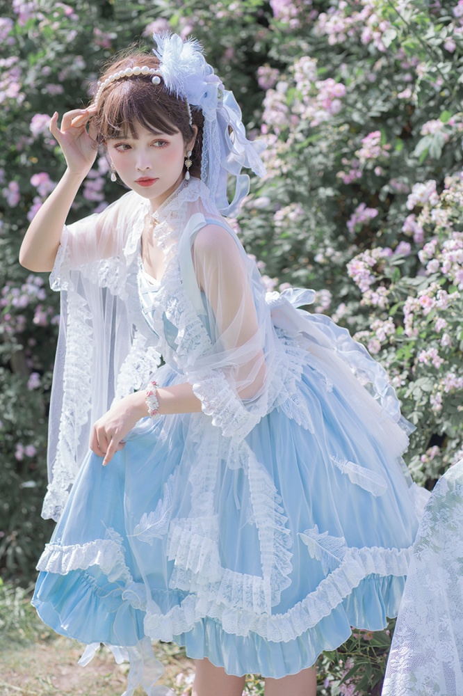 Dream Feather Sweetheart Neckline Hime Lolita Dress JSK Full Set