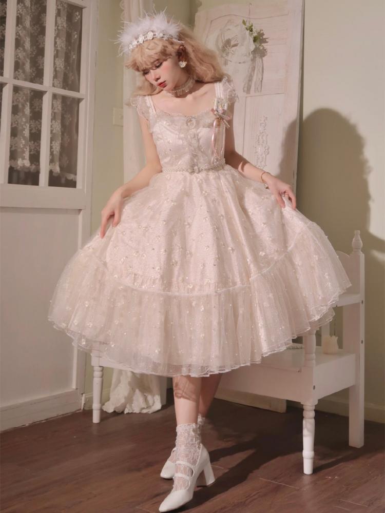 Pearl Phaising Square Neckline Elegant Lolita Dress JSK Set