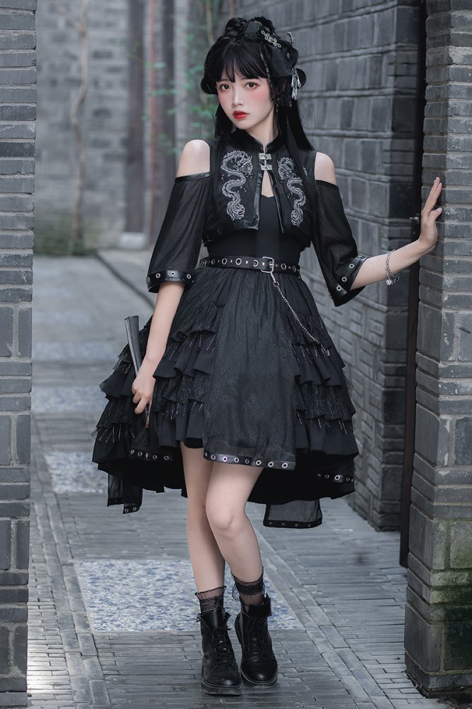 Black Dragon Qi Lolita Dress JSK Set