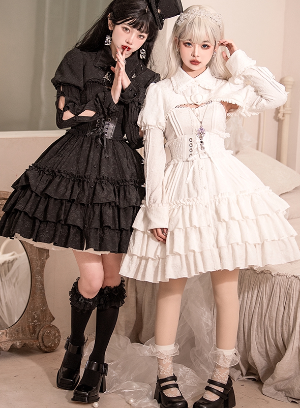 Rose Garden Ruffle Hem Gothic Lolita Dress Two Color Options JSK