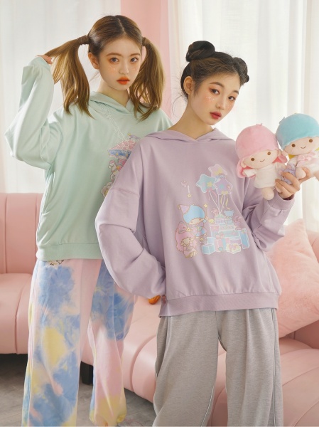 Little Twin Stars Long Sleeves Loose Hoodie