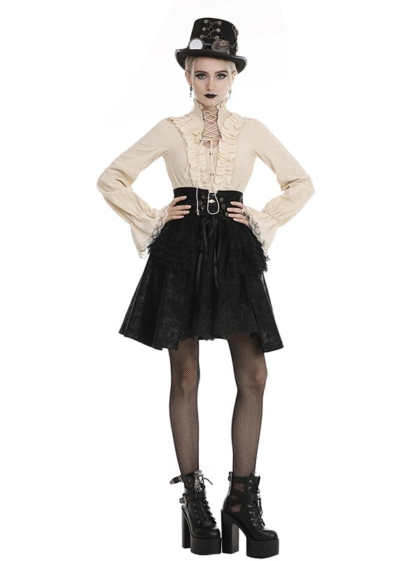 Steampunk High Waist PU Leather Skirt