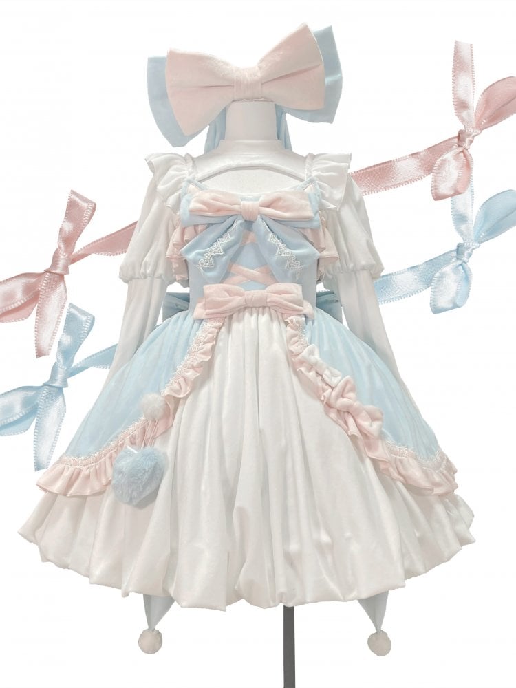Blue&Pink Cat Magician Square Neckline Sweet Lolita Dress JSK