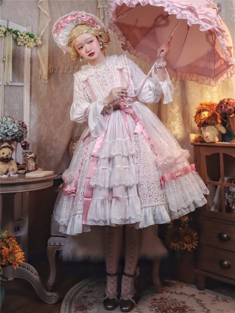 Pearl Princess Round Neckline Long Sleeves Hime Lolita Dress OP