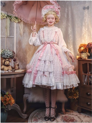 Pearl Princess Round Neckline Long Sleeves Hime Lolita Dress OP