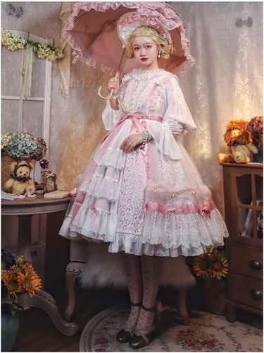 Pearl Princess Round Neckline Long Sleeves Hime Lolita Dress OP