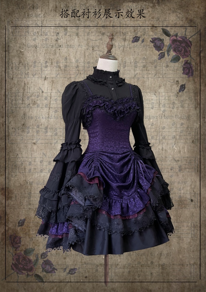 Purple Night Frills front Gothic Lolita Dress JSK