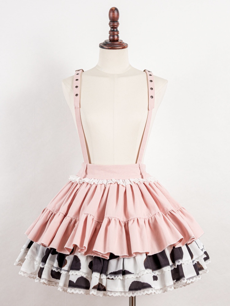 New Color Western Zeal Cow Y2K Tiered Flounce Lolita Overall Skirt