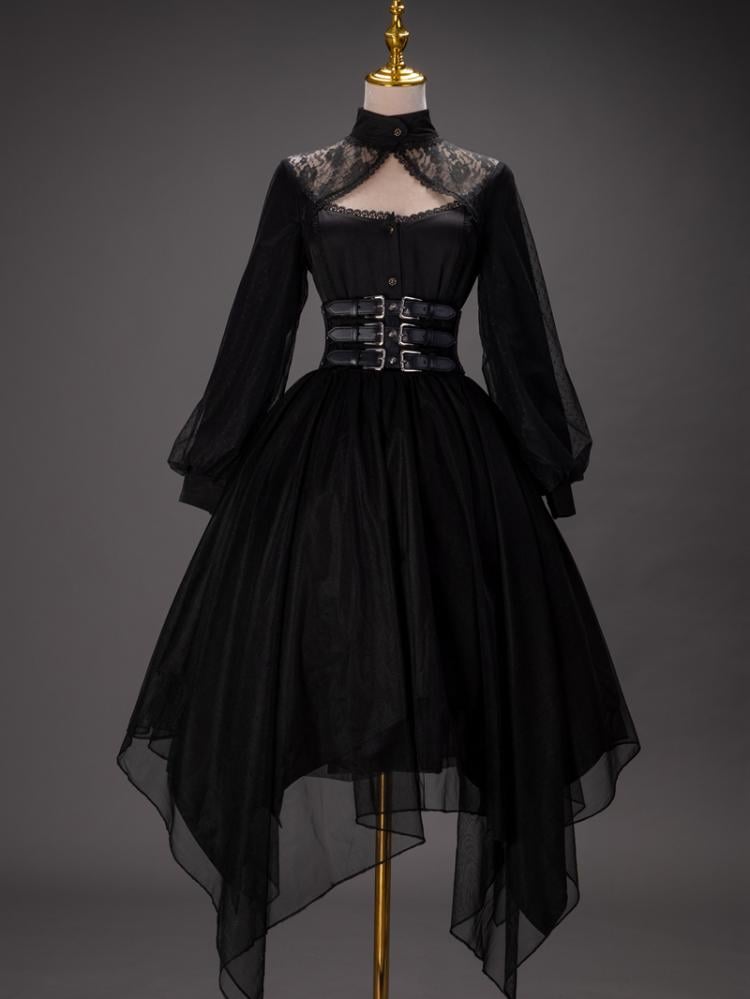 Ready to Ship - Gothic High-waisted Irregular Hemline Skirt