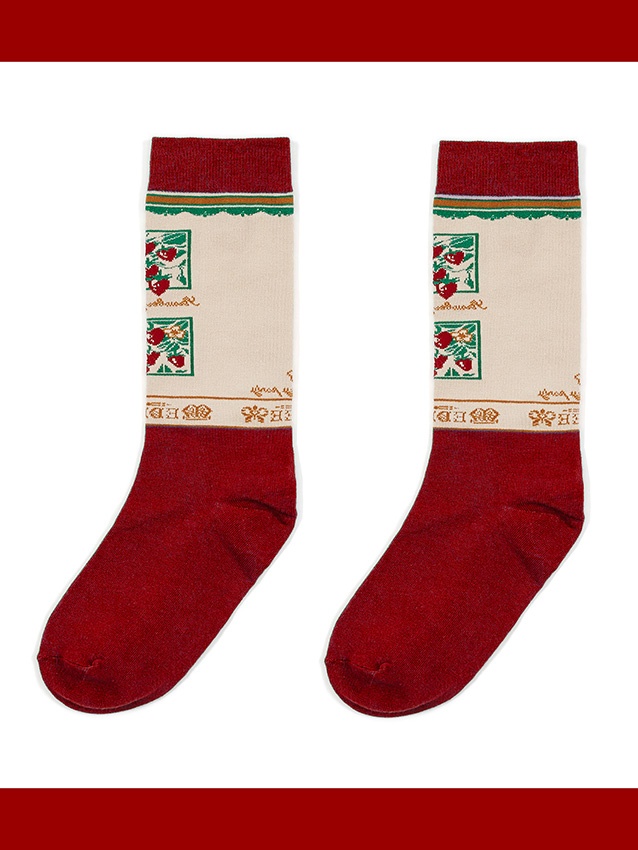 Little Strawberry Window Christmas Lolita Socks
