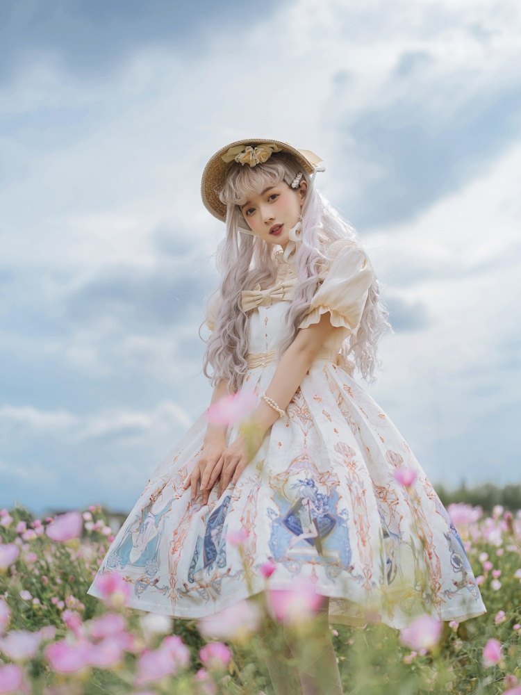 All Things Live Forever Square Neckline Classic Lolita Dress JSK