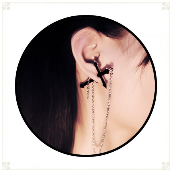 [$6.70]Gothic Lolita Steamunk Metal Cross Earrings