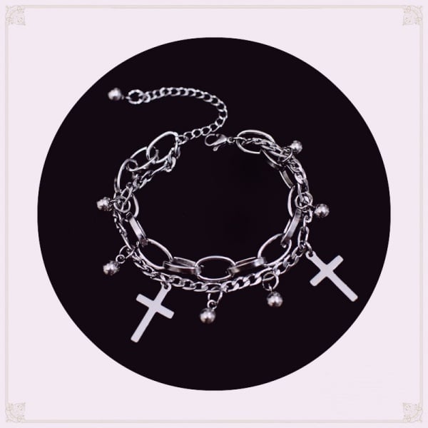 [$9.10]Gothic Lolita Punk Rock Cross Metal Chain Bracelet