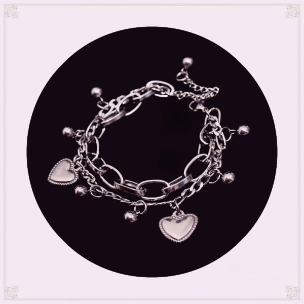 [$9.80]Gothic Lolita Punk Rock Peach Heart Metal Chain Bracelet