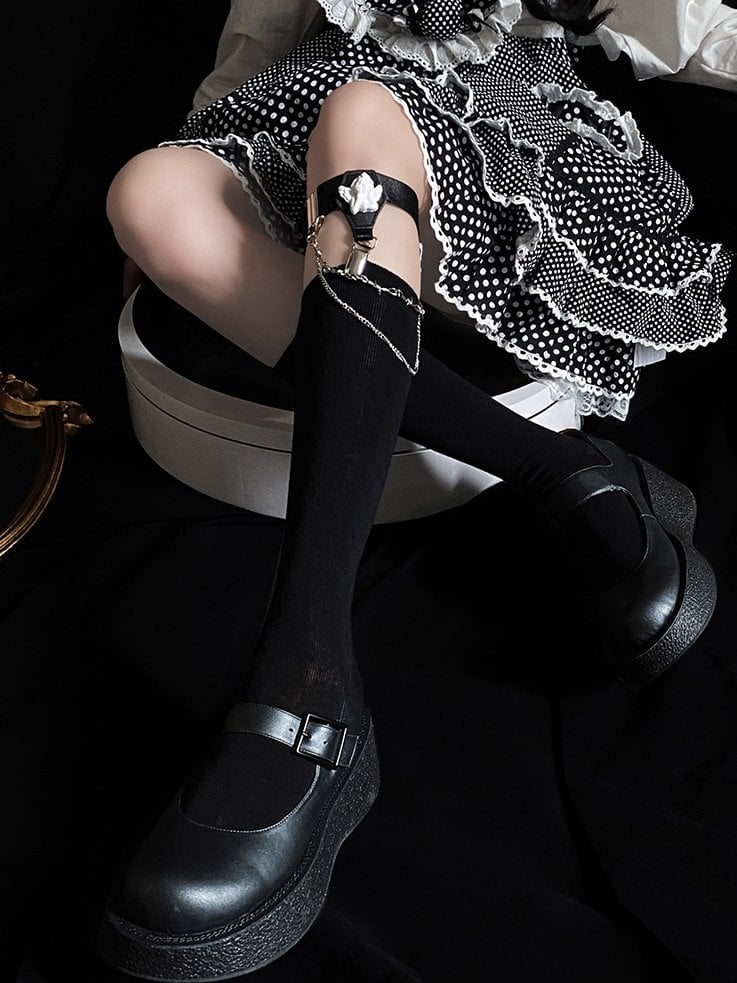 Gothic Angel Leg Wear with Chain Underknee Lolita Stockings