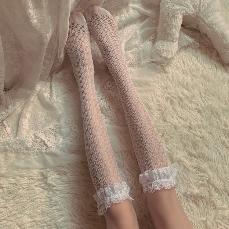 Girls Flounce Lace Lolita Stockings