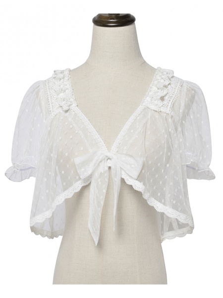 [$21.99]Summer Short Puff Sleeves Tulle Lolita Top