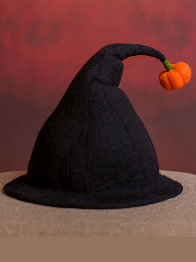 Handmade Christmas Pumpkin Wool Felt Witch Hat
